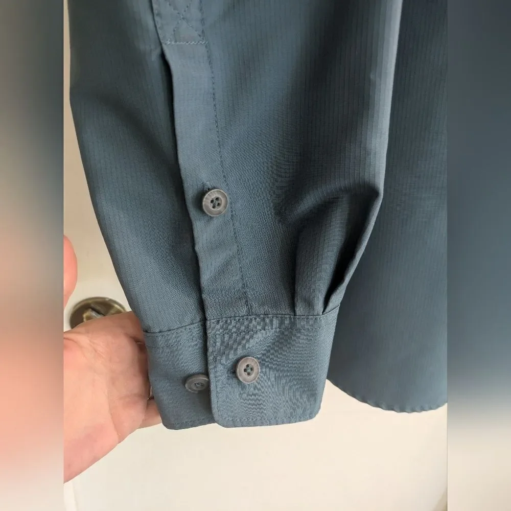 Duluth Trading Co Action Long Sleeve Shirt Blue Outdoors Mesh-lined Sun Protect